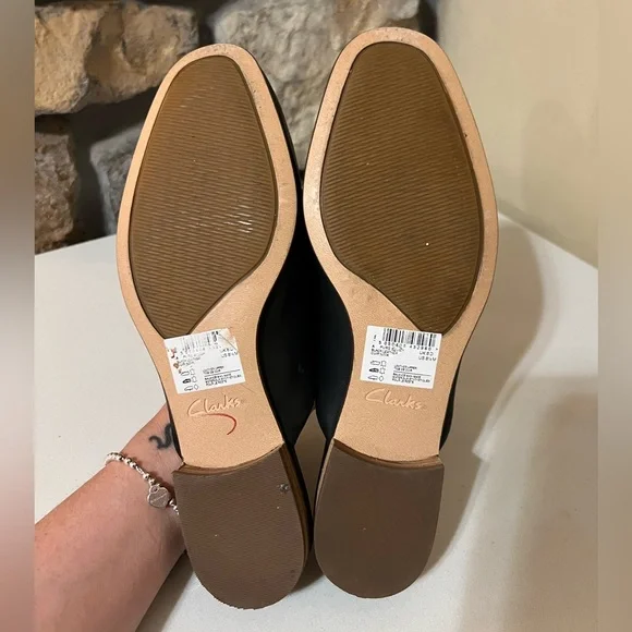Clarks Pure Blush Leather Black Mules Size 8.5 - Picture 10 of 10